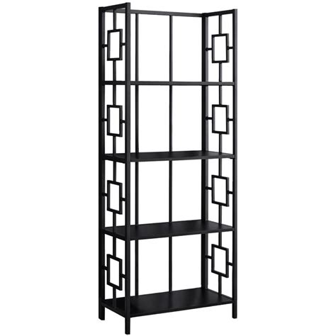 monarch 4 shelf 24 5 transitional metal etagere bookcase in black homesquare