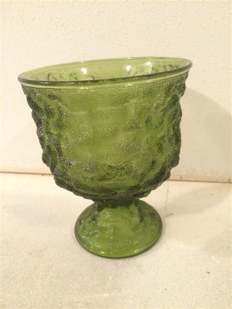 vintage green depression glass goblet etsy