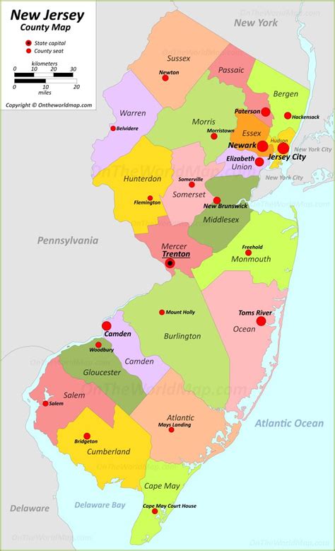 New Jersey Counties Map Map Of Zip Codes