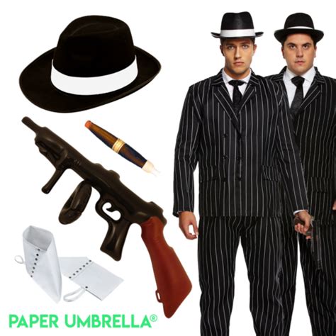 Godfather Gangster Suit Costume1920s Mafia Fancy Dress Tommy Gunn