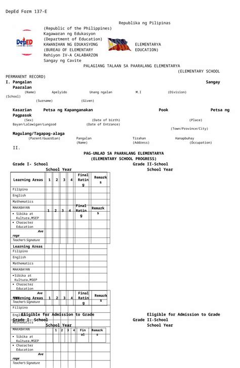 Docx Form 137 Format Elementary Dokumentips