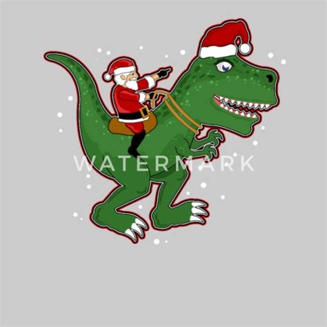Santa Riding Dinosaur Trex Christmas Funny Mens Premium T Shirt