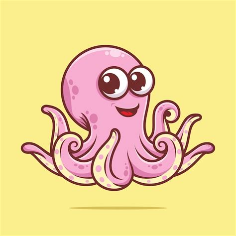 Premium Vector Cute Pink Octopus Cartoon Vector