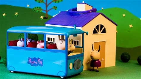 New Peppa Pig School Bus Playset W Miss Rabbit Vehicle Official