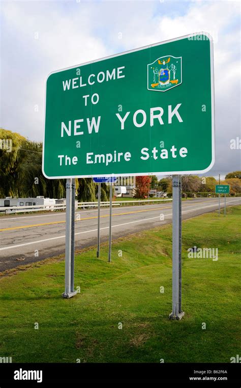 Welcome To New York State Sign Along Highway Stock Photo Alamy