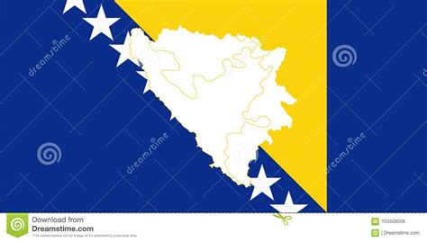Mapa Y Bandera De Bosnia Y Herzegovina Stock De Ilustración