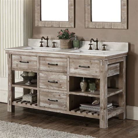 Wyndham collection hatton 60 inch double bathroom vanity in light chestnut ivory marble countertop undermount square sinks and n. Rustic Style 60-inch Double Sink Bathroom Vanity (60 ...
