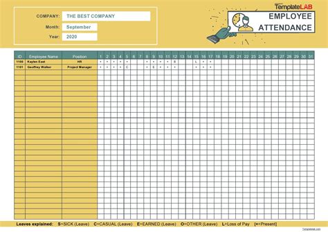 43 Free Printable Attendance Sheet Templates Templatelab