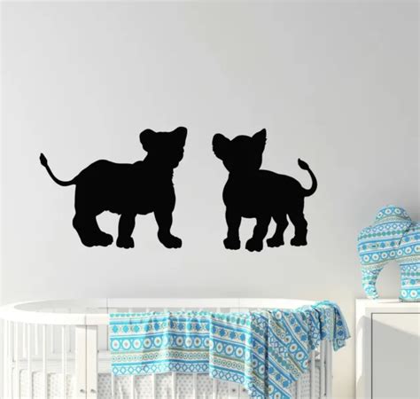 Vinyl Wall Decal Silhouette Lion Cub African Animals Zoo Stickers Mural