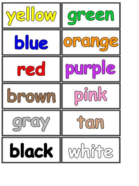 Fichas Para Aprender Los Colores En Ingles Para Imprimir