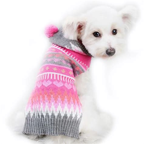Pet Christmas Sweater Puppy Dog Keep Warm Knit Hooded Pet Sweater Coat