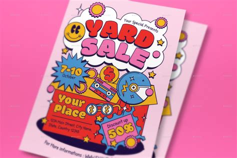 Colorful 70's Yard Sale Flyer Set by graphicook | GraphicRiver