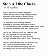 W. H. Auden - Stop The Clocks #poetry | Poetry words, Poems, Poetry quotes