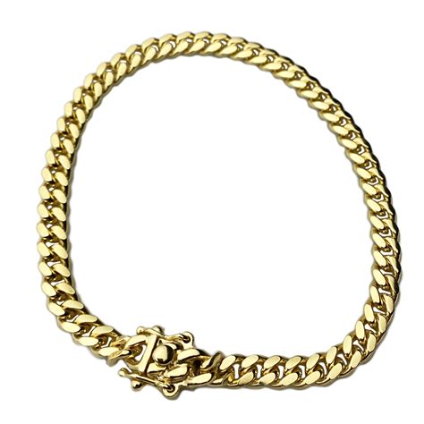 Mens 14k Gold Plated Over Real 925 Sterling Silver Miami Cuban Link Bracelet Italy 5mm 7 Inch