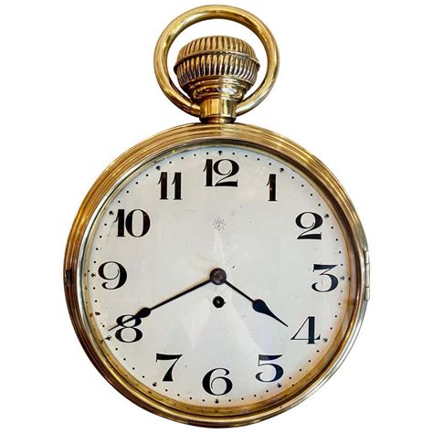Antique Brass Wall Clock In Running Order Pocket Watch Style Circa