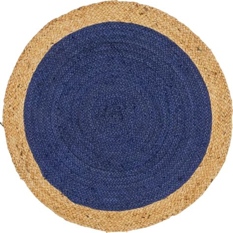 Colors in this rug include navy and green. Navy Blue 3' 3 x 3' 3 Braided Jute Round Rug | Area Rugs ...