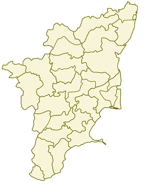 Districts Blank Map Of Tamil Nadu