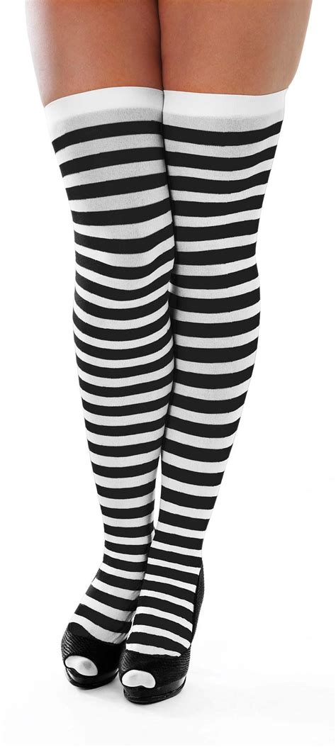 Black And White Striped Halloween Stockings Hosiery And Stockings Mega Fancy Dress