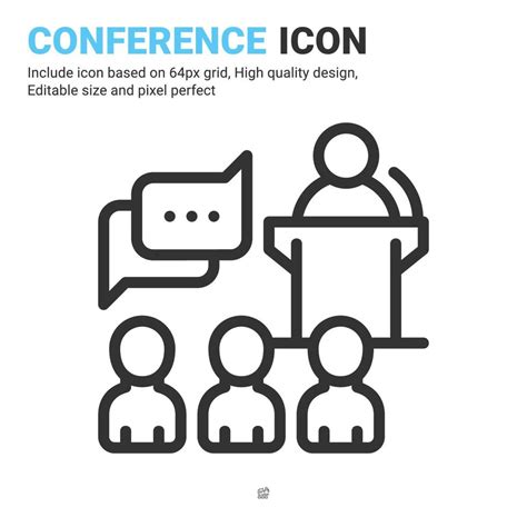 Conference Icon Vector With Outline Style Isolated On White Background