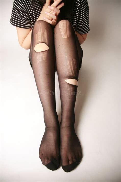 Legs With Torn Pantyhose Stock Photo Image Of Fear Attractive