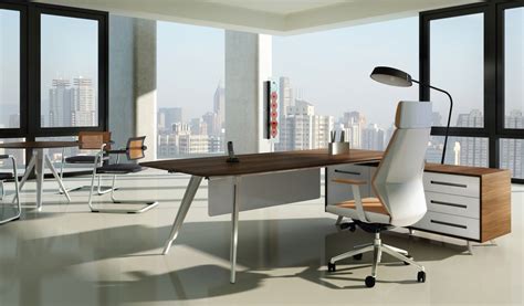 Contemporary And Stylish Office Table In Rich Walnut Bosss Cabin