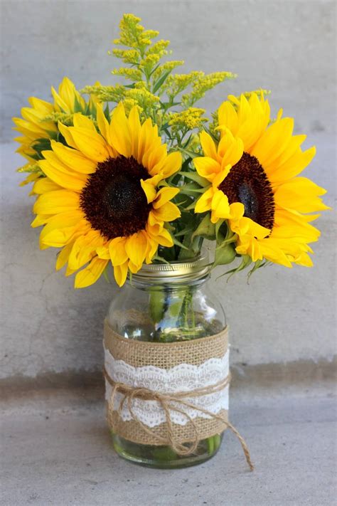 Burlap And Lace Sunflower Mason Jar Vase — Homebnc