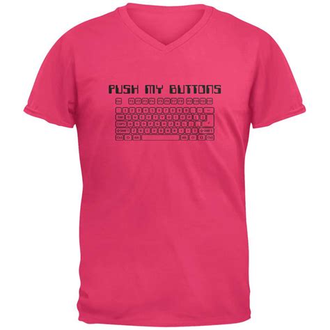 Push My Buttons Mens V Neck T Shirt Hot Pink 2xl