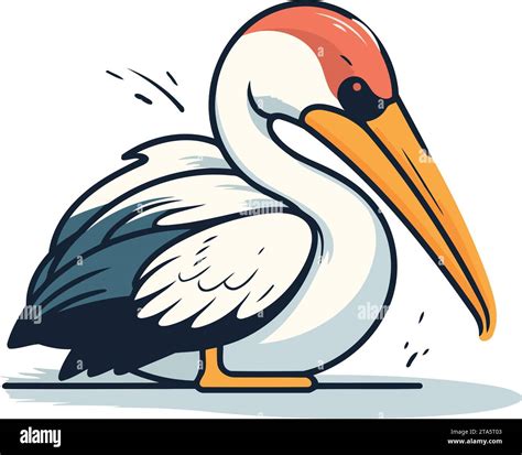 Pelican Ilustración Vectorial De Dibujos Animados Aislado Sobre Fondo
