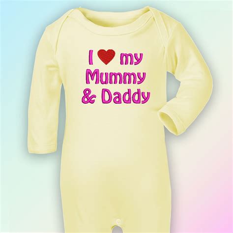 I Love My Mummy And Daddy Embroidered Baby Romper Babygrow T Mum Dad