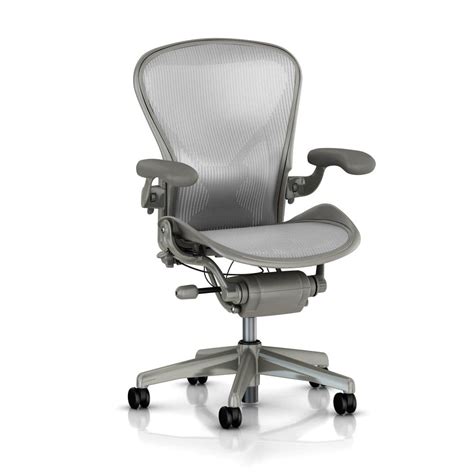 Herman miller aeron mesh office desk chair medium size b fully adjustable lumbar. Herman Miller Aeron Smoke Titanium Chair
