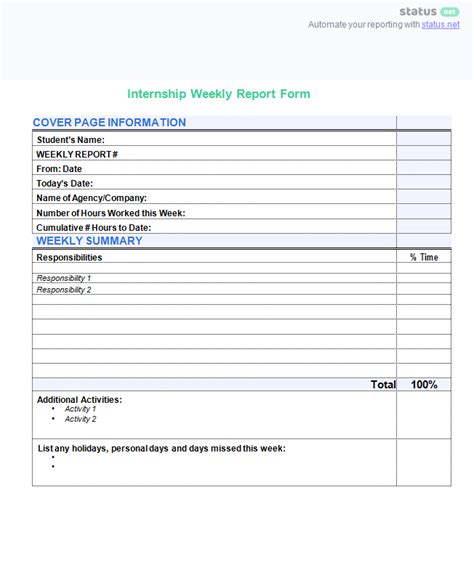 10 Outstanding Templates Of Weekly Reports Free Download