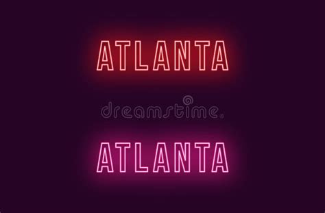 Neon Name Of Atlanta City In Usa Vector Text Stock Vector