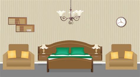 Download a free preview or high quality adobe illustrator ai, eps, pdf and high resolution jpeg versions. Premium Vector | Bedroom interior with two armchairs, bed ...