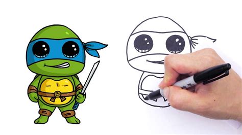 How To Draw Teenage Mutant Ninja Turtle Leonardo Cute Step By Step Leonardo Ninja Turtle