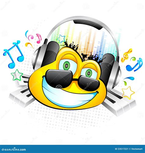 Smiley Music Emoji Vector Set Smileys Emoticon With Headphones Singing