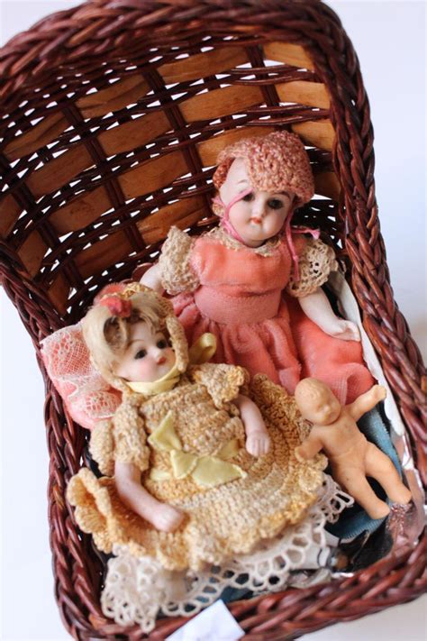 2 Antique Miniture Porcelain Dolls