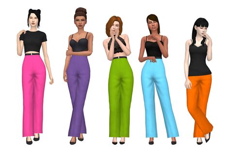 Sims 4 Mm Cc Maxis Match Flared Trousers Colourful Deeliteful Simmer