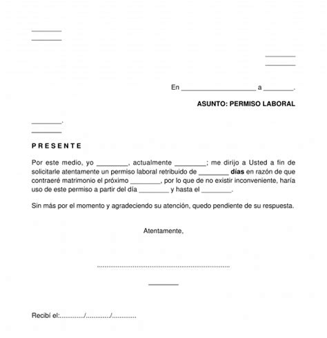 Solicitud De Permiso Laboral Para Contraer Matrimonio