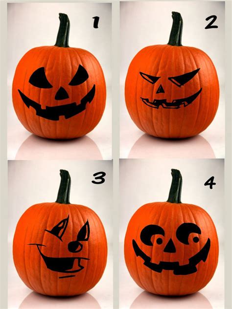 Halloween Pumpkin Funny Face Diy Decals Set Of 4 Safer Than Etsy