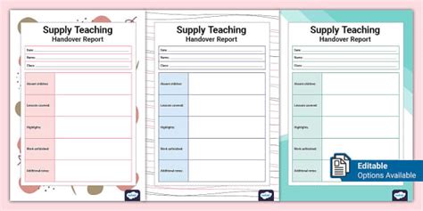 Supply Teaching Handover Report Teacher Made Twinkl