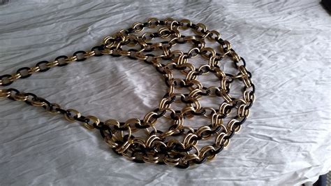 Black And Gold Chainmail Statement Necklace Etsy