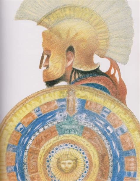 Achilles, odysseus, paris, patrocles, nestor, aeneas. The Shield of Aeneas. "The helmet with its terrifying ...
