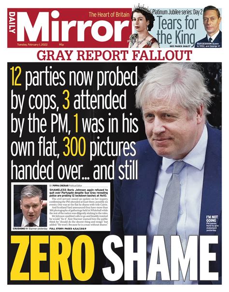 Daily Mirror Front Page 1st Of February 2022 Tomorrows Papers Today