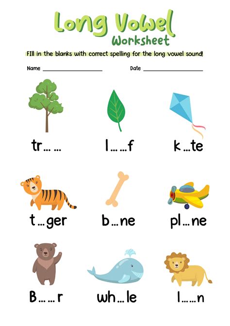 Long Vowel Worksheet For Kindergarten