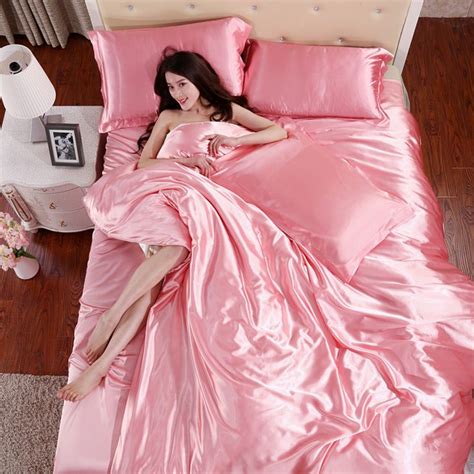 Wholesale Bedding Outlet Silk Bedspreads Bed Pcs Of Pink Silk