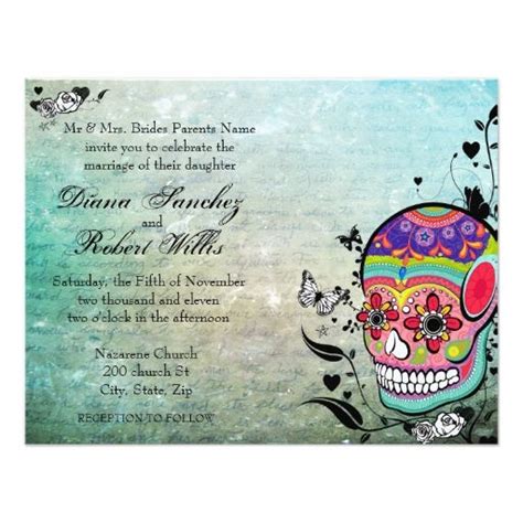 Muerte Day Of The Dead Calaveras Sugar Skull Invitation