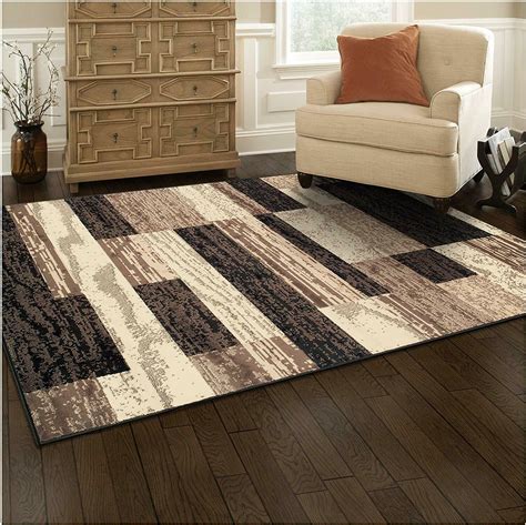 Nice Carpet Area Rug 5 X 8 Soft Fluffy Wooden Boards Rustic Farmhouse