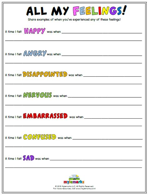 Managing Emotions Worksheet