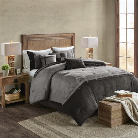 Grey bedding set queen king twin washed cotton duvet cover bed set queen bedding set king bedding set grey color bed set, gift for her,. Home Essence Powell 7 Piece Faux Suede Comforter Set, King ...