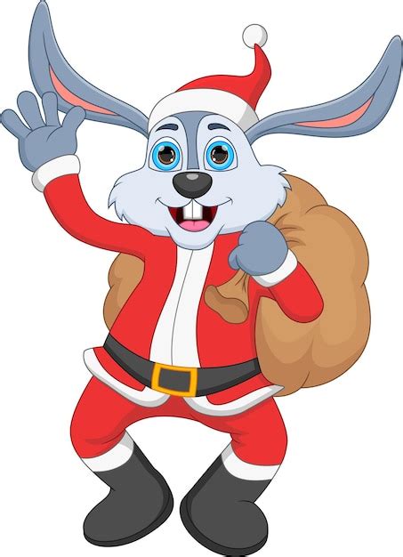 Premium Vector Cartoon Rabbit Wearing Santa Claus Costume